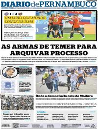 Capa do jornal Diario de Pernambuco 31/07/2017