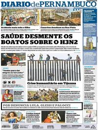 Capa do jornal Diario de Pernambuco 01/05/2018