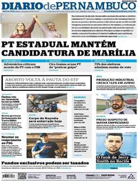 Capa do jornal Diario de Pernambuco 03/08/2018
