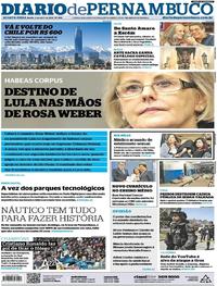 Capa do jornal Diario de Pernambuco 04/04/2018