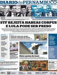 Capa do jornal Diario de Pernambuco 05/04/2018