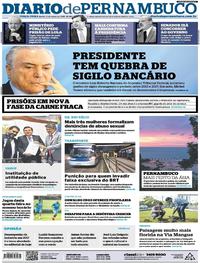 Capa do jornal Diario de Pernambuco 06/03/2018