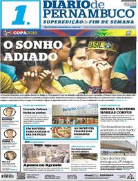 Capa do jornal Diario de Pernambuco 07/07/2018