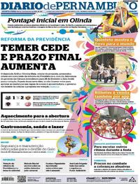 Capa do jornal Diario de Pernambuco 08/02/2018