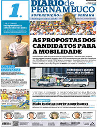 Capa do jornal Diario de Pernambuco 08/09/2018