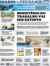 Capa do jornal Diario de Pernambuco 08/11/2018