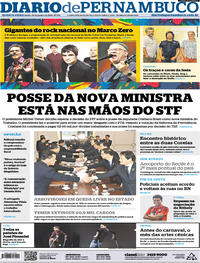 Capa do jornal Diario de Pernambuco 10/01/2018