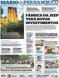 Capa do jornal Diario de Pernambuco 10/05/2018