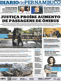 Capa do jornal Diario de Pernambuco 11/01/2018
