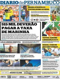 Capa do jornal Diario de Pernambuco 11/06/2018