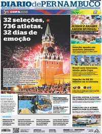 Capa do jornal Diario de Pernambuco 14/06/2018