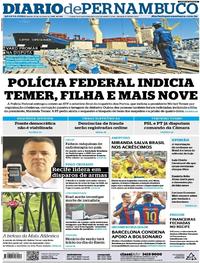 Capa do jornal Diario de Pernambuco 17/10/2018