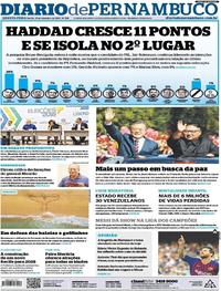 Capa do jornal Diario de Pernambuco 19/09/2018
