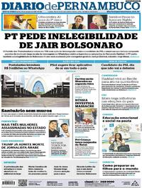 Capa do jornal Diario de Pernambuco 19/10/2018