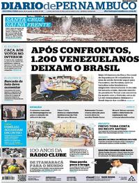 Capa do jornal Diario de Pernambuco 20/08/2018