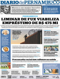 Capa do jornal Diario de Pernambuco 20/11/2018