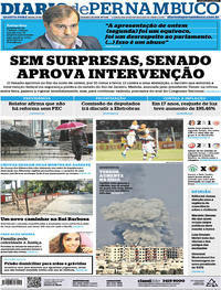 Capa do jornal Diario de Pernambuco 21/02/2018