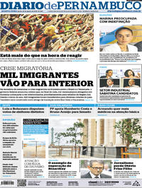 Capa do jornal Diario de Pernambuco 22/08/2018