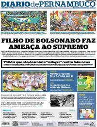 Capa do jornal Diario de Pernambuco 22/10/2018