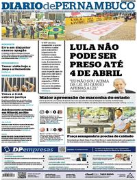 Capa do jornal Diario de Pernambuco 23/03/2018