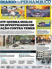 Capa do jornal Diario de Pernambuco 26/02/2018