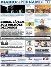 Capa do jornal Diario de Pernambuco 27/04/2018