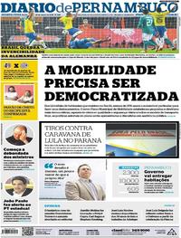 Capa do jornal Diario de Pernambuco 28/03/2018