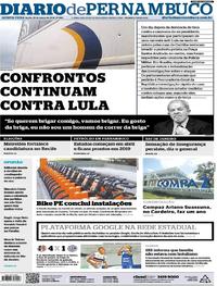 Capa do jornal Diario de Pernambuco 29/03/2018