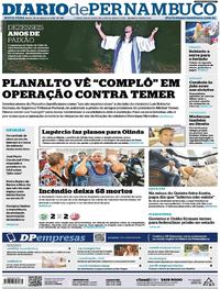 Capa do jornal Diario de Pernambuco 30/03/2018
