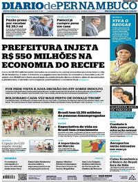 Capa do jornal Diario de Pernambuco 30/11/2018