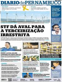 Capa do jornal Diario de Pernambuco 31/08/2018