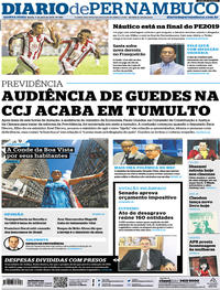 Capa do jornal Diario de Pernambuco 04/04/2019
