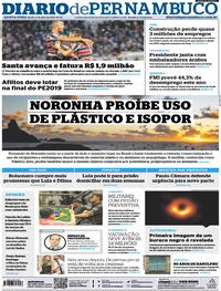 Capa do jornal Diario de Pernambuco 12/04/2019