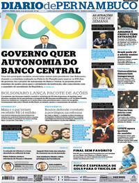 Capa do jornal Diario de Pernambuco 13/04/2019