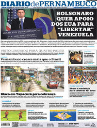 Capa do jornal Diario de Pernambuco 19/03/2019