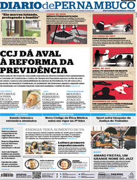 Capa do jornal Diario de Pernambuco 25/04/2019