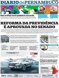 Capa do jornal Diario de Pernambuco 02/10/2019