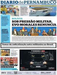 Capa do jornal Diario de Pernambuco 11/11/2019