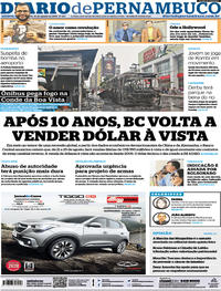 Capa do jornal Diario de Pernambuco 15/08/2019