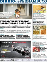 Capa do jornal Diario de Pernambuco 19/12/2019