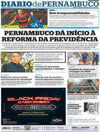 Capa do jornal Diario de Pernambuco 22/11/2019