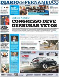 Capa do jornal Diario de Pernambuco 24/09/2019
