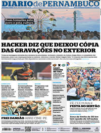 Capa do jornal Diario de Pernambuco 29/07/2019