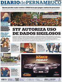 Capa do jornal Diario de Pernambuco 29/11/2019