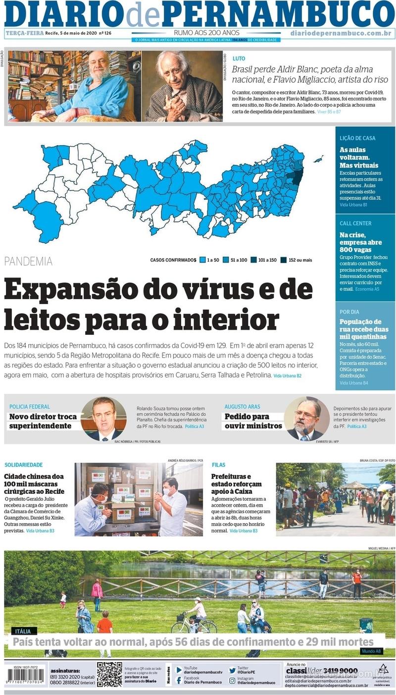 Capa do jornal Diario de Pernambuco 05/05/2020