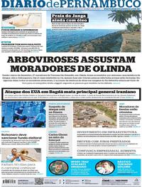 Capa do jornal Diario de Pernambuco 03/01/2020