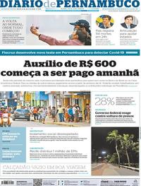 Capa do jornal Diario de Pernambuco 08/04/2020