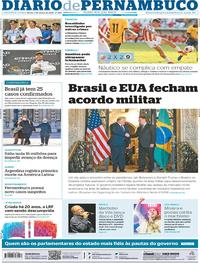 Capa do jornal Diario de Pernambuco 09/03/2020