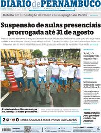 Capa do jornal Diario de Pernambuco 14/08/2020
