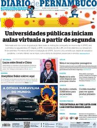 Capa do jornal Diario de Pernambuco 15/08/2020